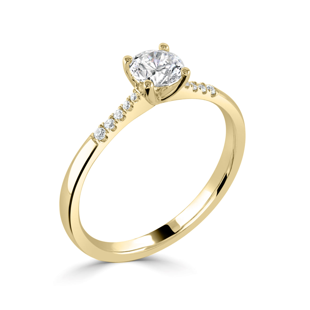 Modified Round Solitaire With Diamond Half Shoulder Accents | Bespoke 113