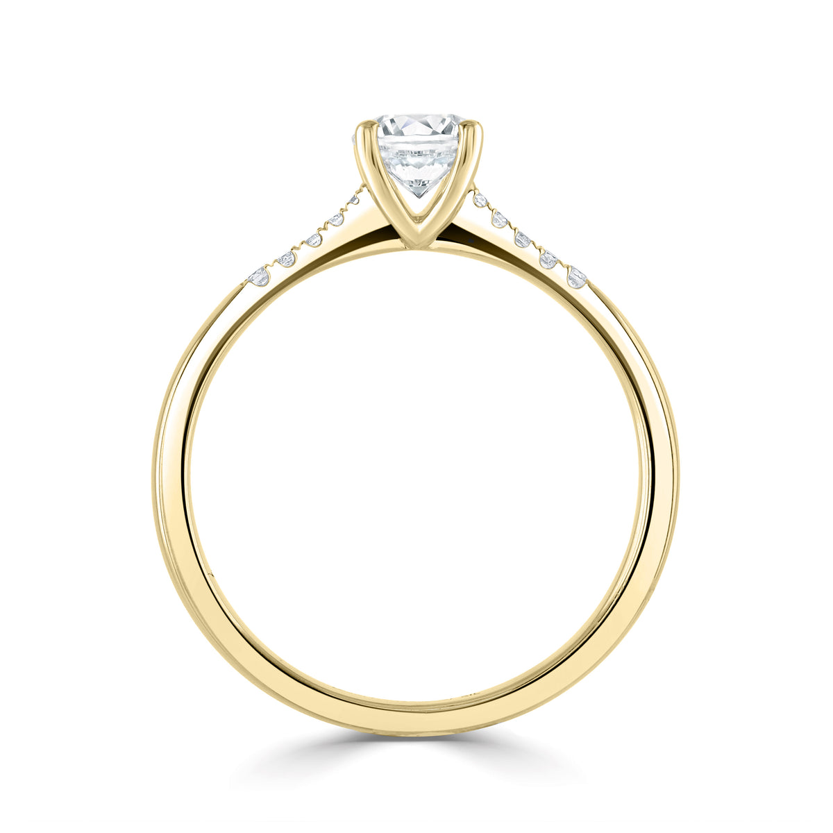 Modified Round Solitaire With Diamond Half Shoulder Accents | Bespoke 113