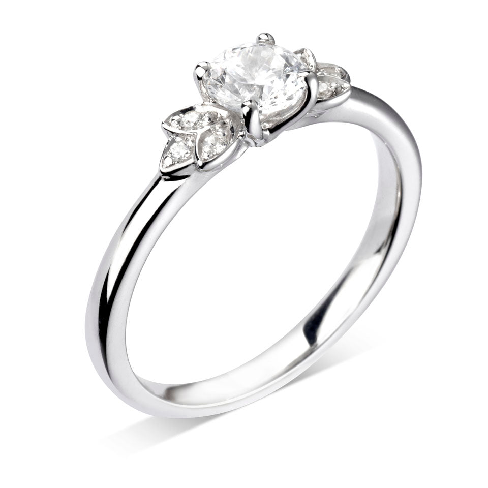 Lotus Style Round Solitaire Ring | Bespoke 112