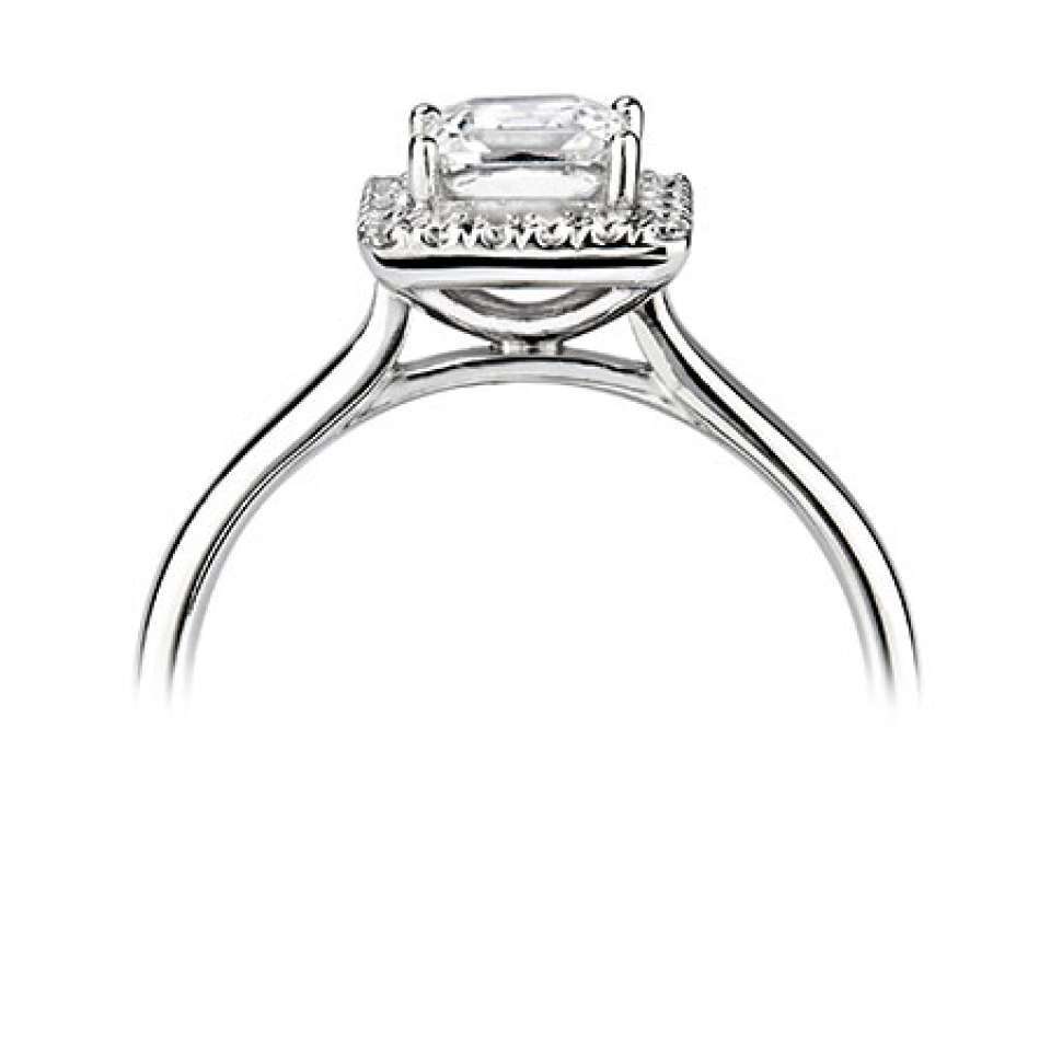Princess Cut Halo Diamond Engagement Ring | Bespoke 119