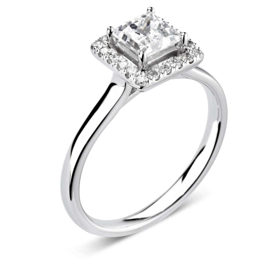 Princess Cut Halo Diamond Engagement Ring | Bespoke 119
