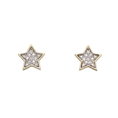 Star Stud Earrings with Diamonds in 9ct Gold
