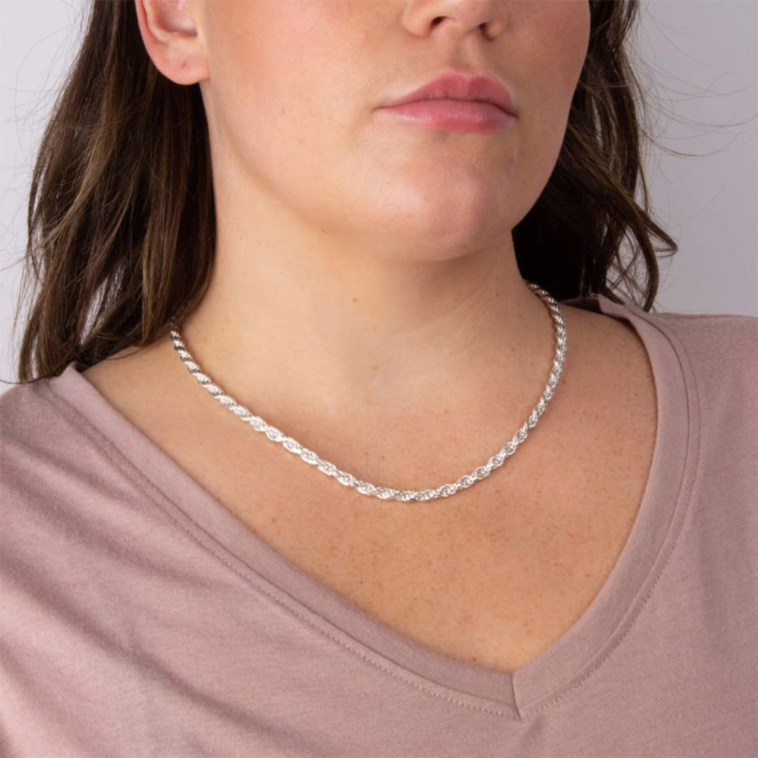 Diamond Cut Rope Chain Necklace