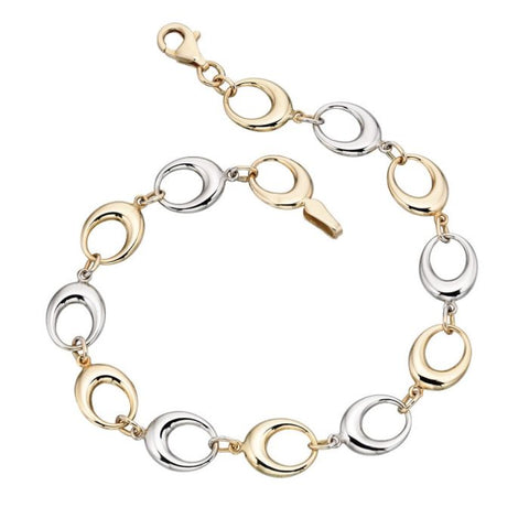 Two Tone Gold Oval Link Bracelet