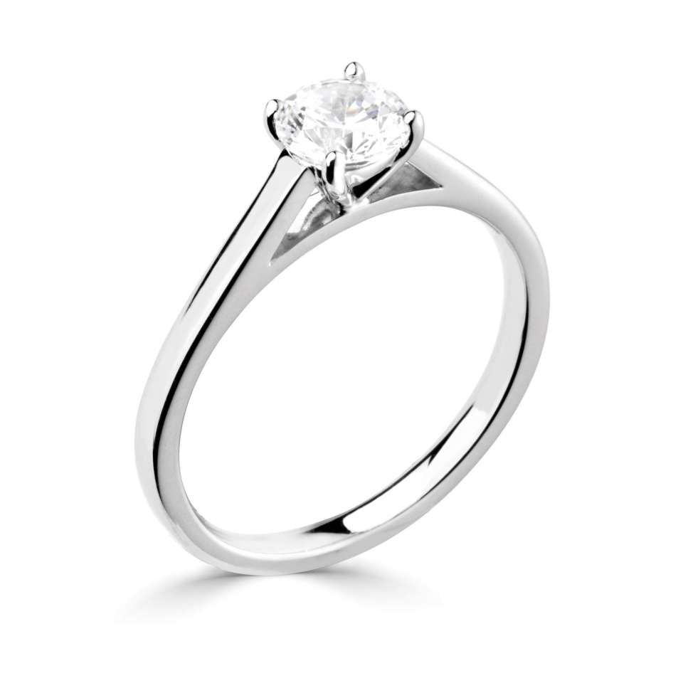 Platinum Timeless Four Claw Round Solitaire with Plain Shoulders