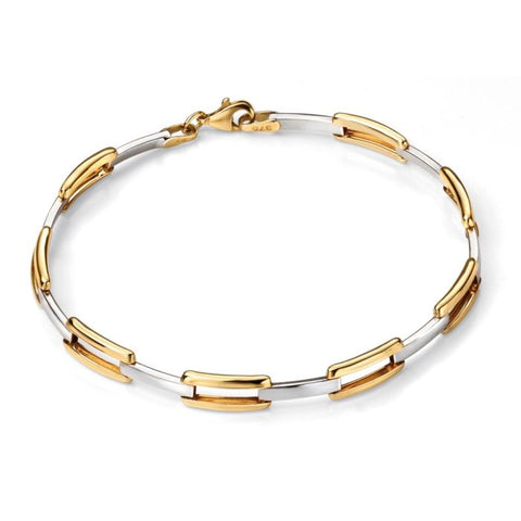 Rectangle Link Bracelet in Two Tone Gold