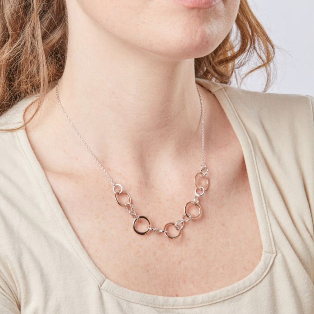 Silver And Rose Gold Multi Link Necklace