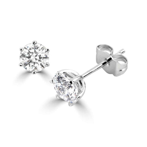 Round 6 Claw Diamond Stud Earrings