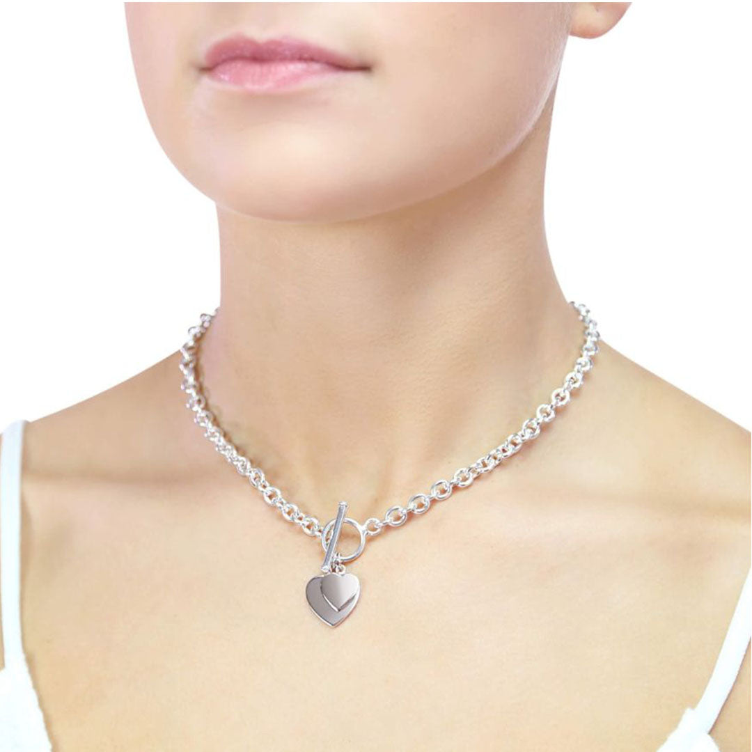 T-Bar Necklace With Heart Tag