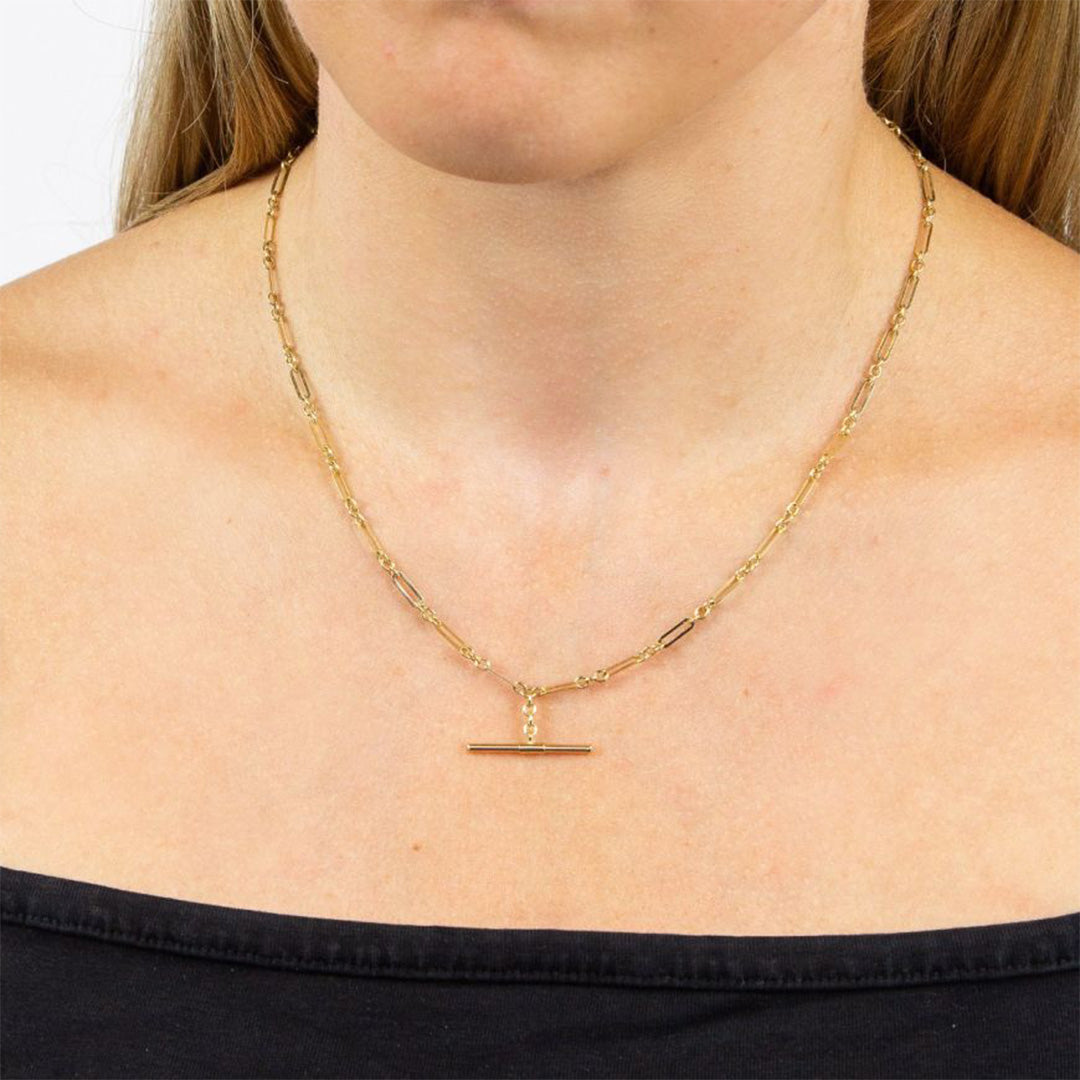 T-Bar Chain Necklace In Yellow Gold