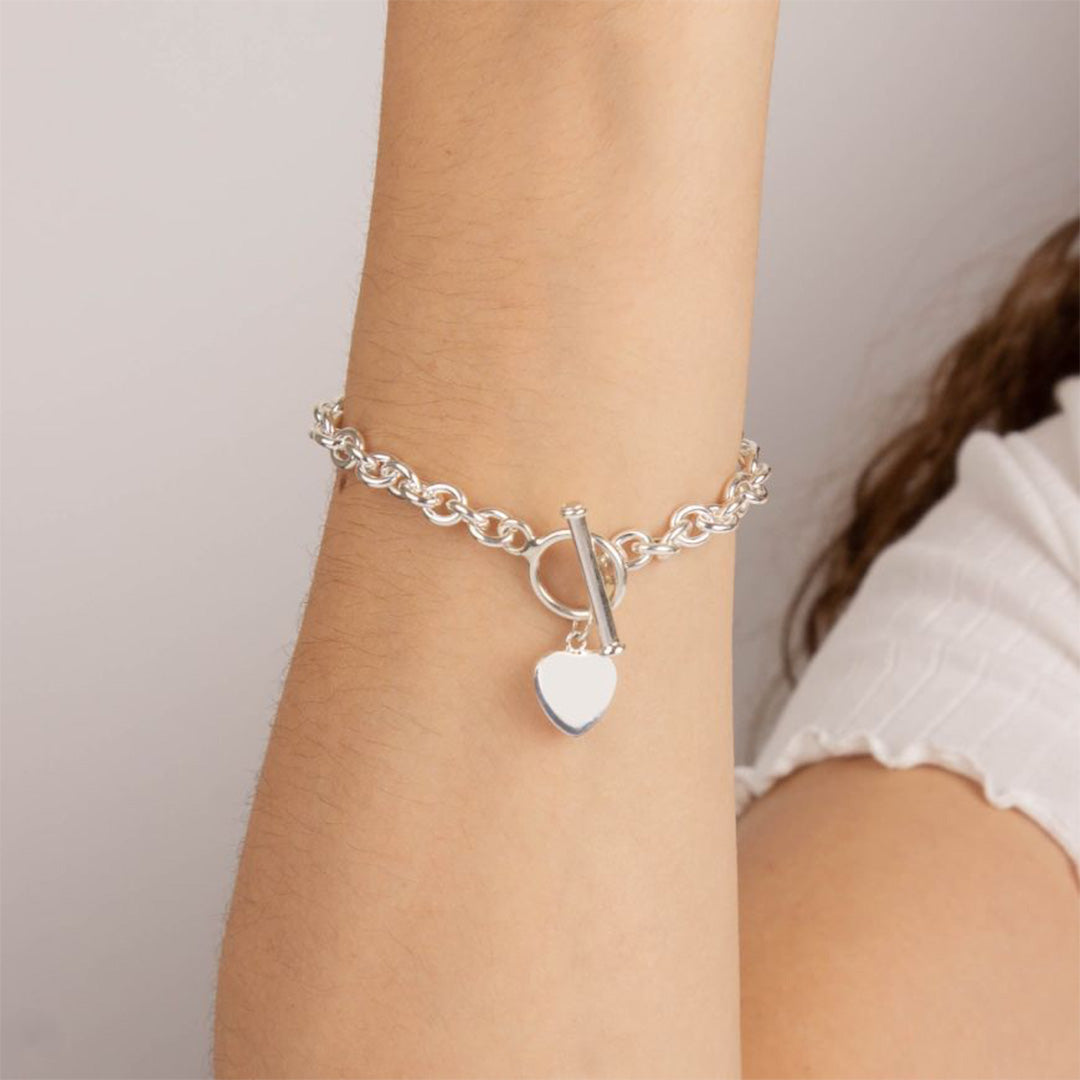 T-Bar Bracelet With Heart Tag