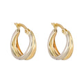 Tri Tone Double Row Hoop Earrings