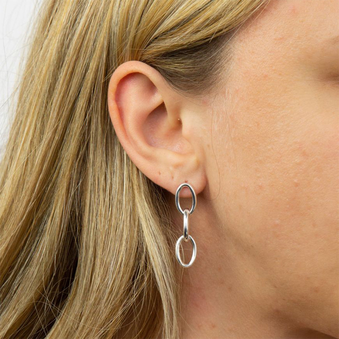 Triple Link Chain Drop Earrings