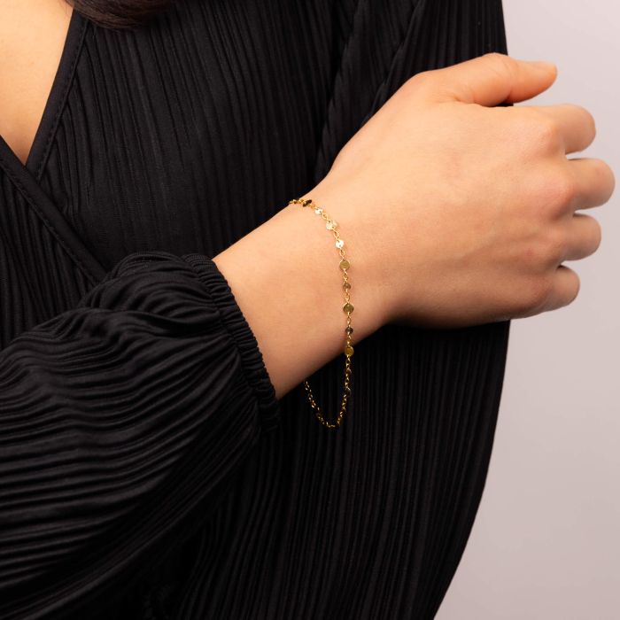 Discs and Chain Bracelet in 9ct Gold