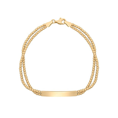 ID Bar Double Bead Chain Bracelet in 9ct Gold