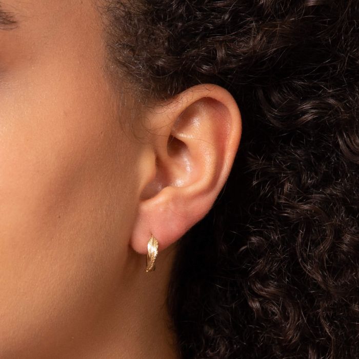 Leaf Twist Hoop Earrings in 9ct Gold
