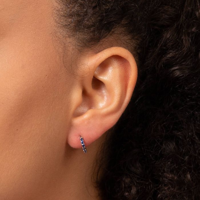 Precious Stone Hoop Earrings in 9ct Gold