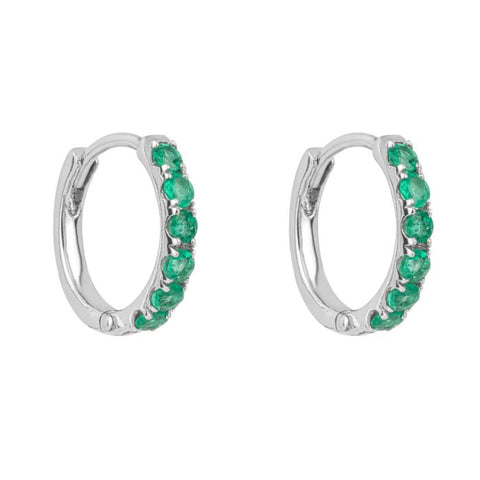 Precious Stone Hoop Earrings in 9ct Gold