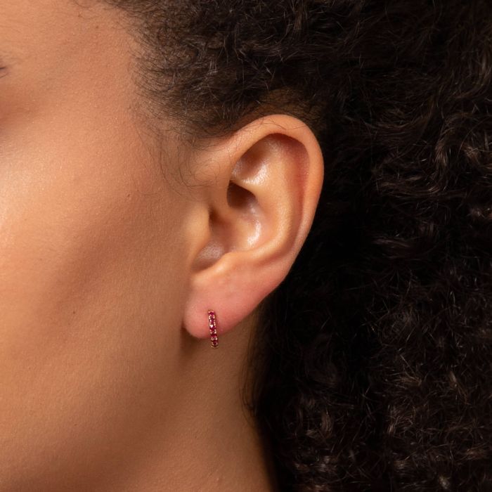 Precious Stone Hoop Earrings in 9ct Gold