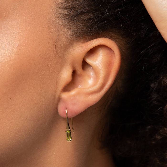 Elongated Semi-Precious Hook Earrings in 9ct Gold
