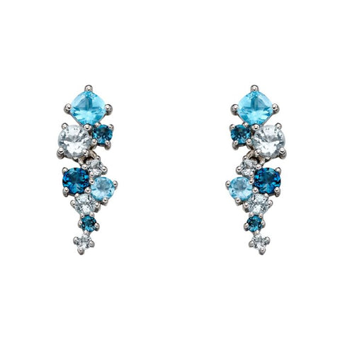 Scatter Earrings with Blue Topaz in 9ct Gold