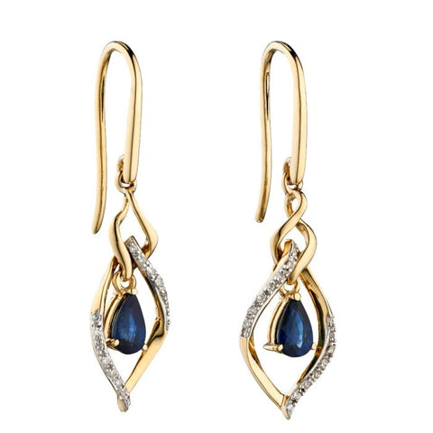 Double Drop Open Marquise Earrings in 9ct Gold