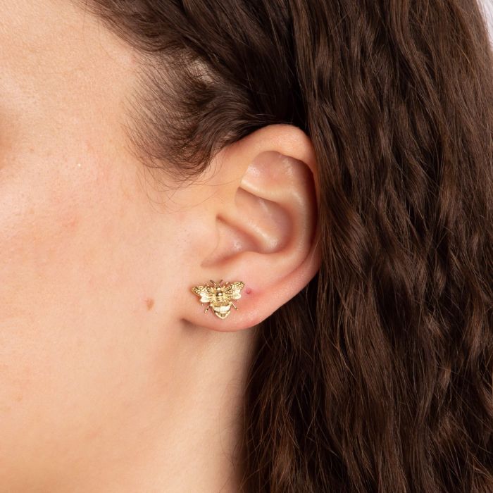 Detailed Bee Earrings in 9ct Gold
