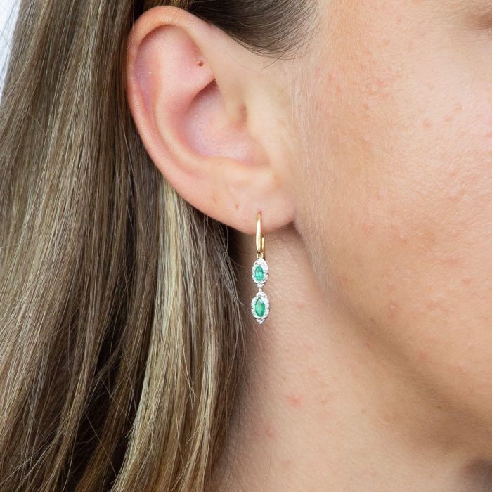 Marquise Double Drop Earrings in 9ct Gold