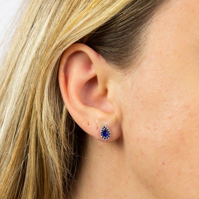 Teardrop Earrings with Precious Stone in 9ct Gold