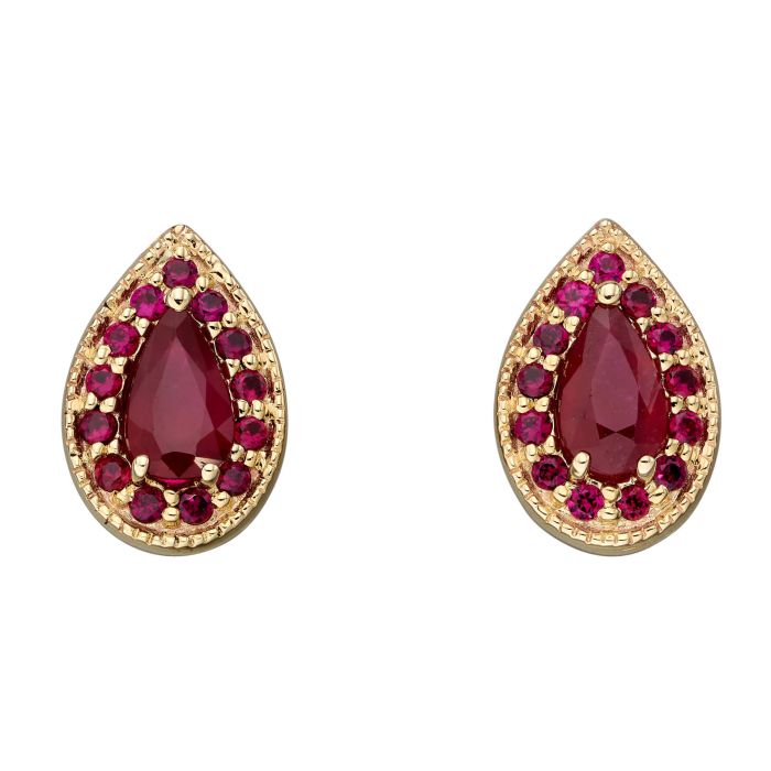 Teardrop Earrings with Precious Stone in 9ct Gold