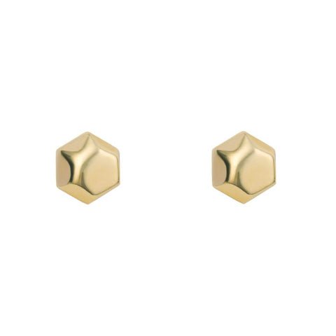 Hexagon Stud Earrings in 9ct Gold