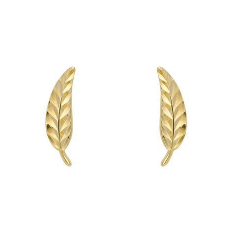 Feather Stud Earrings in 9ct Gold