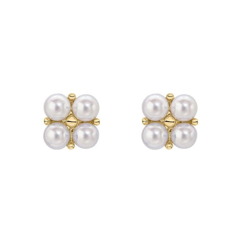 Floral Freshwater Pearl Earrings in 9ct Gold