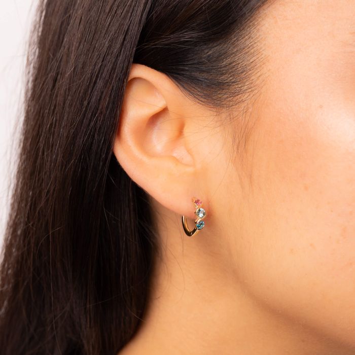 Amalfi Three Colour Twist Hoop Earrings in 9ct Gold
