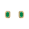 Chunky Border Precious Stone Stud Earrings in 9ct Gold