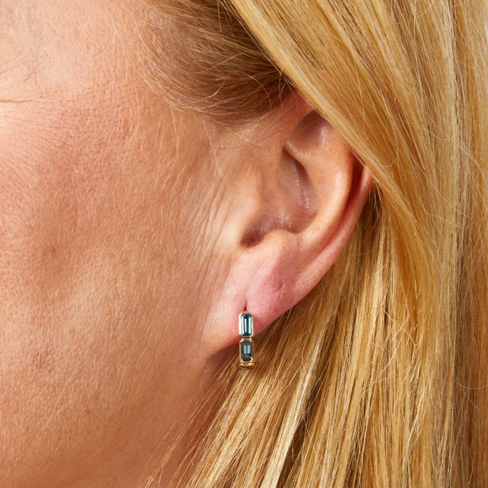 Elongated Topaz Half Hoop Earrings in 9ct Gold