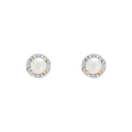 Round Diamond Surround Opal Stud Earrings in 9ct Gold