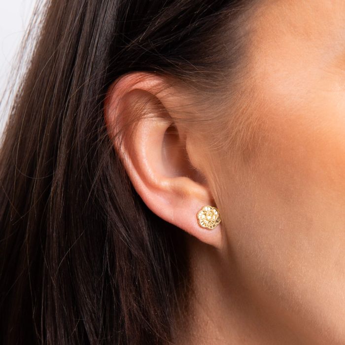 English Rose Stud Earrings in 9ct Gold