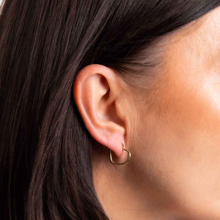 Open Heart Hoop Earrings in 9ct Gold