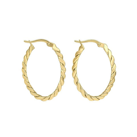 Twisted Rope Hoop Earrings in 9ct Gold