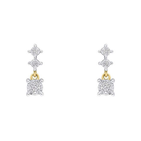 Diamond Trilogy Drop Earrings in 9ct Gold