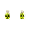 Cushion Cut and Cluster Peridot Earrings in 9ct Gold