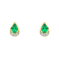 Teardrop Emerald and Diamond Stud Earrings in 9ct Gold