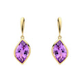 Flame Cut Amethyst Drop Earrings in 9ct Gold
