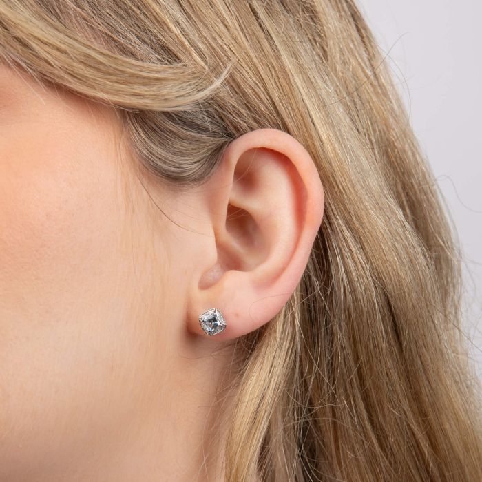 Semi-Precious Earrings with Diamond Surround in 9ct Gold
