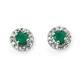 Round Emerald Earrings with Diamond Surround