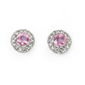 Pink Sapphire Earrings with Diamond Surround in 9ct Gold