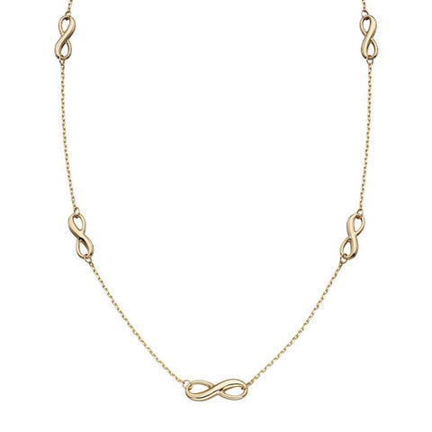 Infinity Station Necklace in 9ct Gold