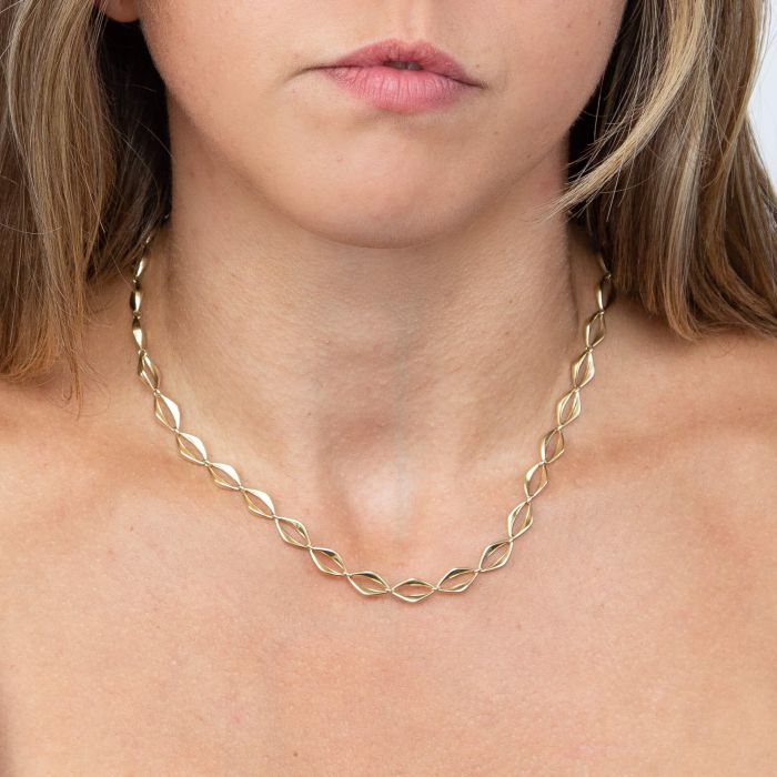 Open Eye Link Necklace in 9ct Gold