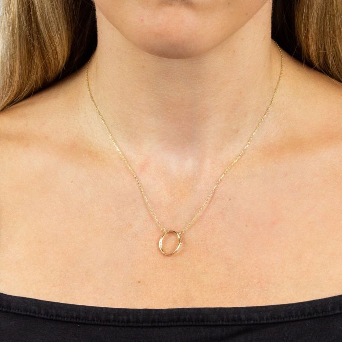 Twist Open Oval Necklace in 9ct Gold